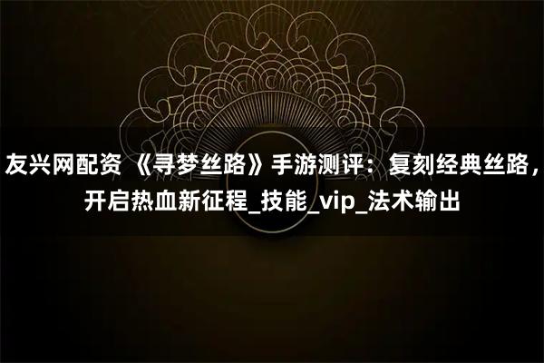 友兴网配资 《寻梦丝路》手游测评：复刻经典丝路，开启热血新征程_技能_vip_法术输出